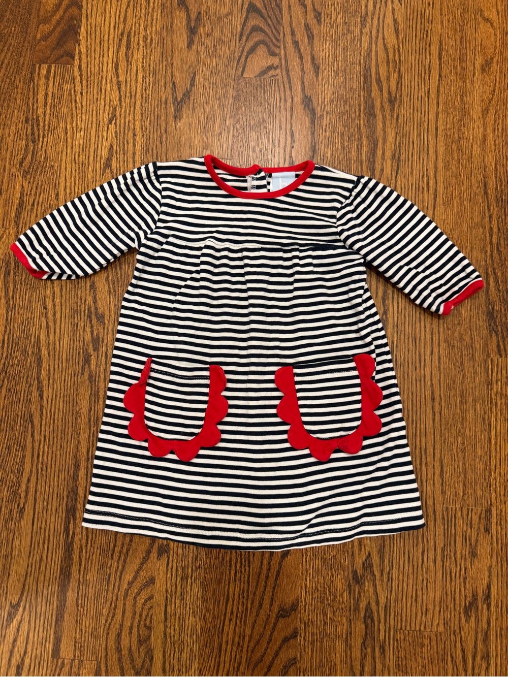Bella Bliss Kids Striped Navy and White Tunic Top with Red Trim